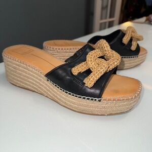 Dolce Vita‎ Espadrille Platform Wedge Sandals | Black Leather Rope Bow